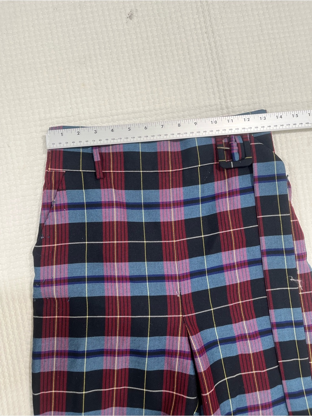Zara Burgundy and Blue Plaid Wide-Leg Trousers - Picture 5 of 8
